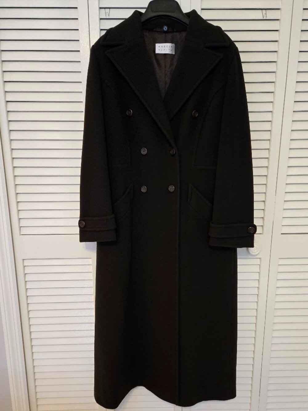 Wool Cashmere Blend Full Length Coat with Removable Faux Fur Collar - Size 6P